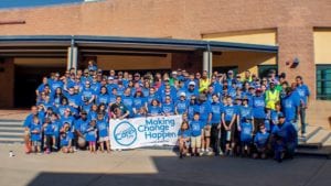 A large group of Comcast Cares Day volunteers.